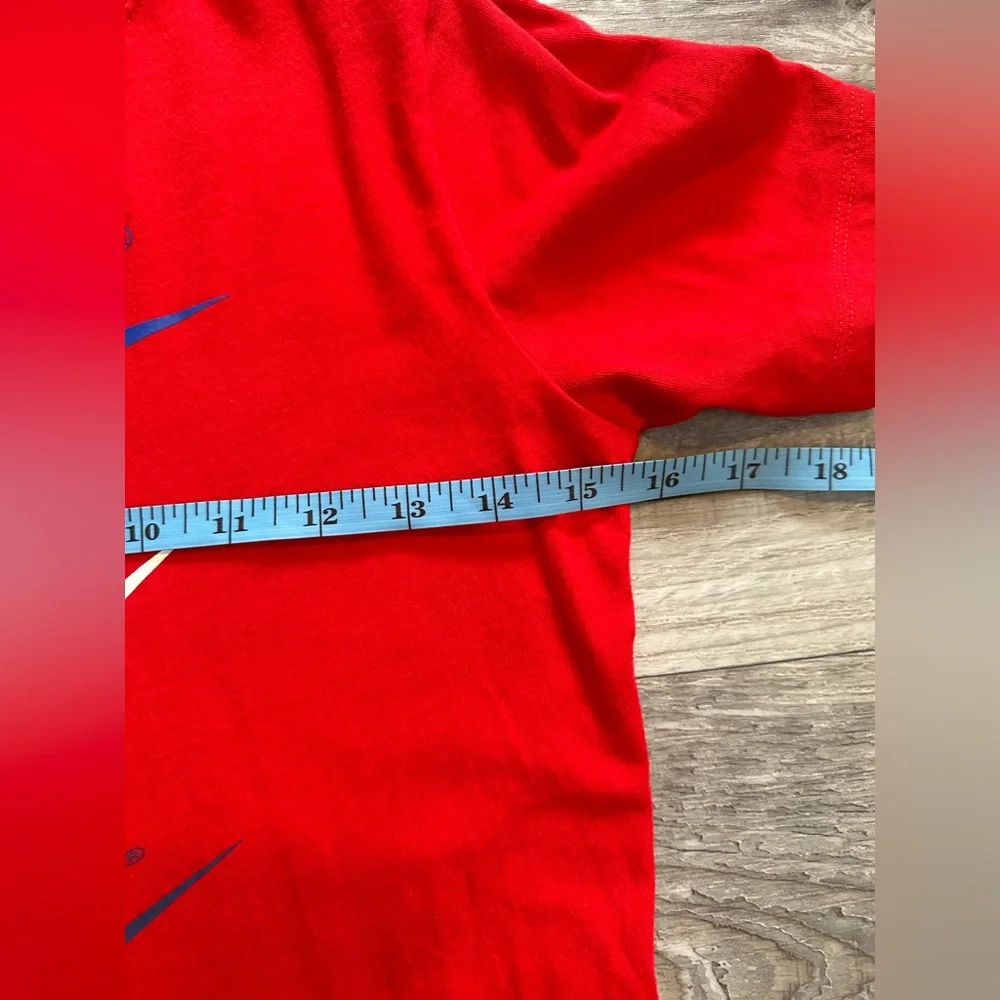 Nike -  Red Graphic Swoosh‎ Logos Short Sleeve Shirt - Youth Size Medium Cotton